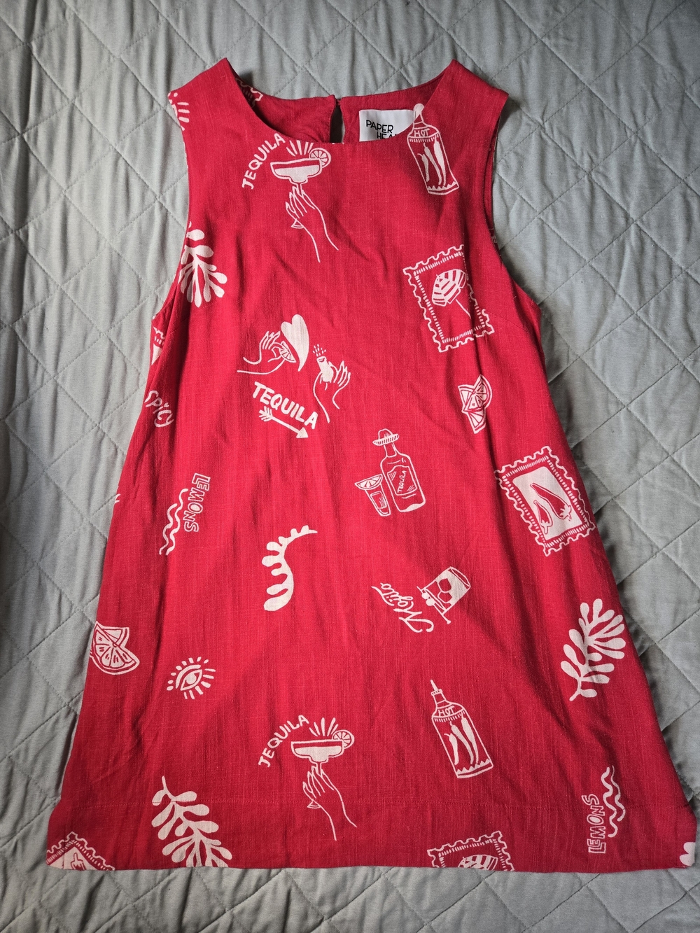 Sleeveless Red Quirky Printed Mini Dress